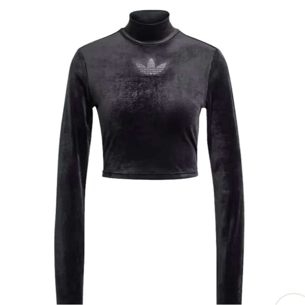 Brand new woman’s Adidas long sleeve rhinestone trefoil velvet crop top & pants